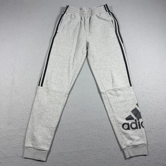 adidas Other - Adidas Jogger Pants Youth 14–16 Gray Fleece Tapered Logo Stripe Athleisure